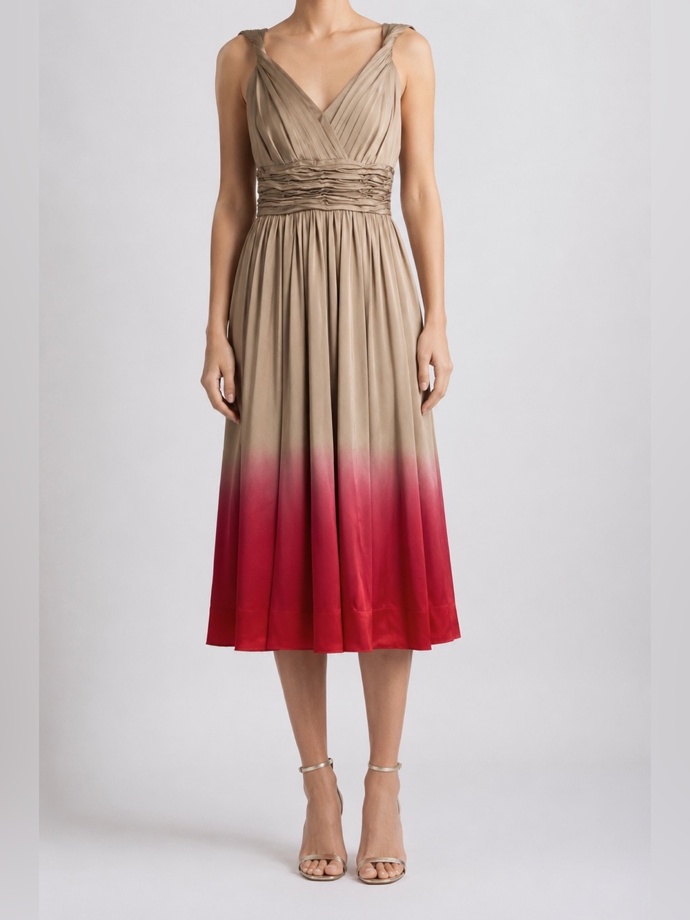 DKNY Beautiful Ombre V-Neck Midi Dress